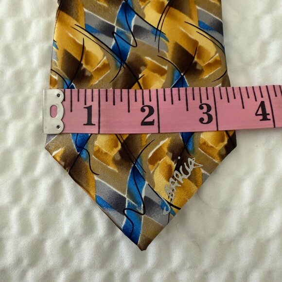 J. Garcia Carousel Collectors Edition Silk Tie Abstract Blue Yellow 3.5 x 60 - Picture 9 of 9